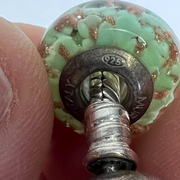 Authentic Pandora Ale Sterling Silver Snake Bracelet w/ Italy Murano Glass Charm - Picture 9 of 13